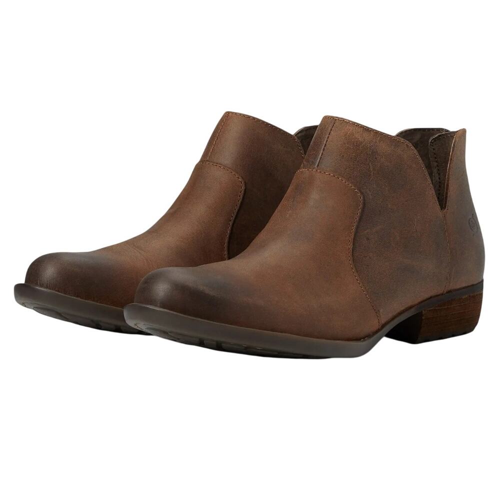 Born Womens Kerri Western Ankle Booties US 8 M EU 38.5 Brown Leather Boots EUC